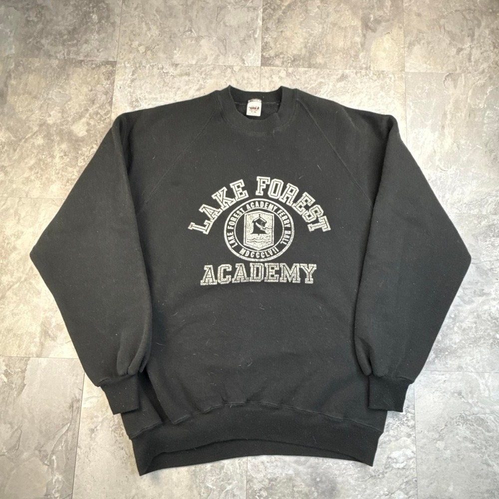 Vintage Black Lake Forest Academy Crewneck XL